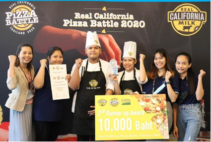 The students from Program in Culinary Technology and Service, School of Culinary Arts, Suan Dusit University, Suphanburi campus, got the 2nd Runner-up award from the Real California Pizza Battle 2020 contest.